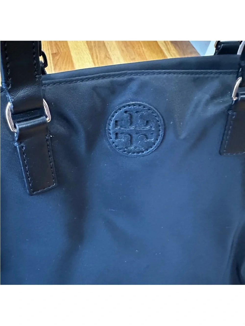 Tory Burch Black Nylon Tote with Logo - Picture 4 of 4